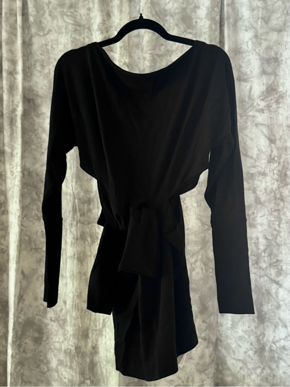 NWT KHAITE Black Tie-Front Cutout Mini Dress Wool Blend Size S